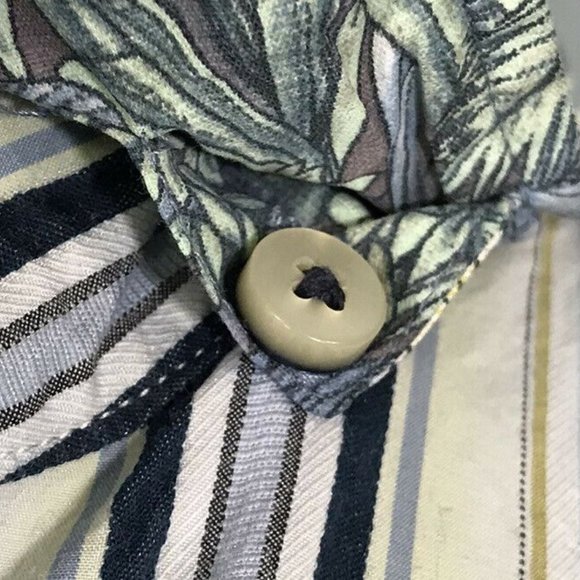 Tommy Bahama Men's Shirt XL Extra Large Cotton Silk Striped Blue Green - Picture 10 of 12